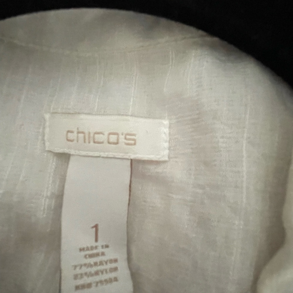 Chicos White Sheer Button-Up Blouse - Picture 9 of 16